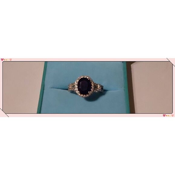 Gem Treasures Jewelry - 2.5 Ct. Oval Cut Blue & White Sapphire Engagement/Statement Ring Sz 8